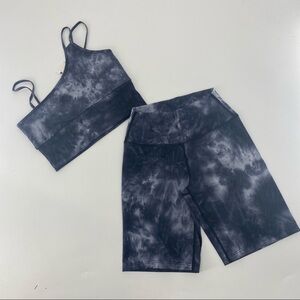 Tie Dye Marble Biker Short/Sports Bra Set